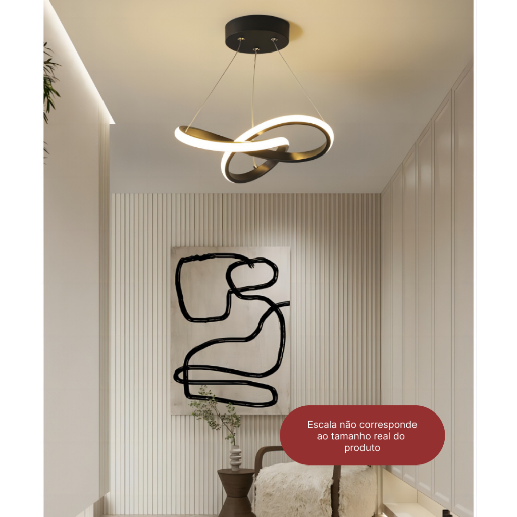 Luminária de Teto Lustre Pendente LED Moderno com Três Cores de Luz para Sala, Quarto, Cozinha e Ambientes Internos