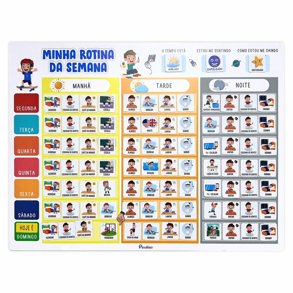 Quadro Rotinas Semanal Da Criança Educativo 90 Tags Imã em Oferta na Shopee