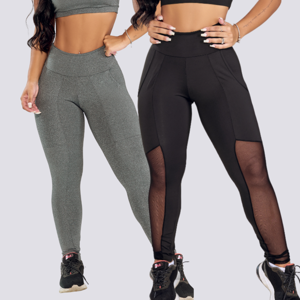 2 Calças Legging  Academia Fitness Cores Sortidas em Oferta na Shopee