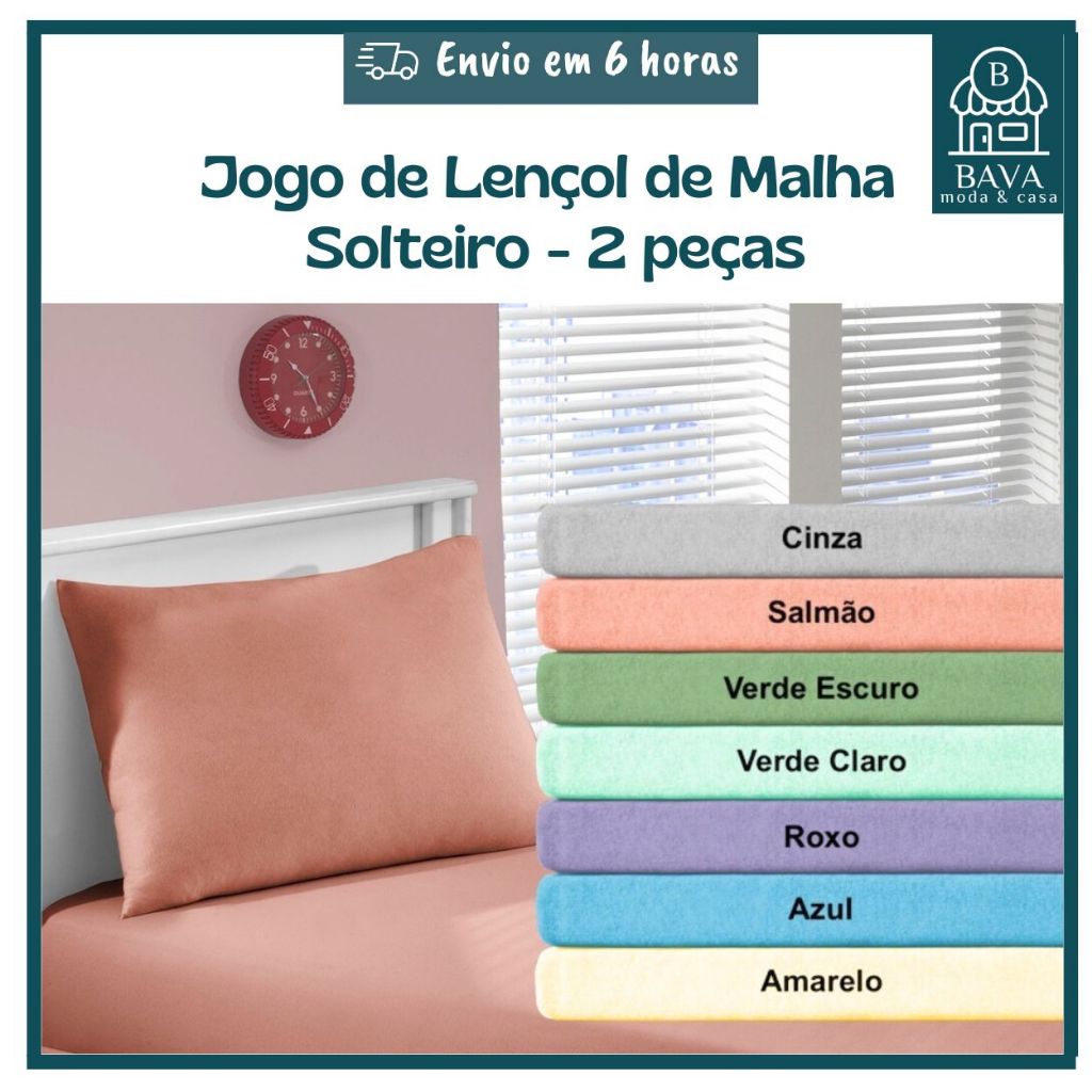 Jogo de Lençol Solteiro 100% Algodão Com Elástico 2 Peças - Lençol Solteiro e Fronha 100% Algodã em Oferta na Shopee
