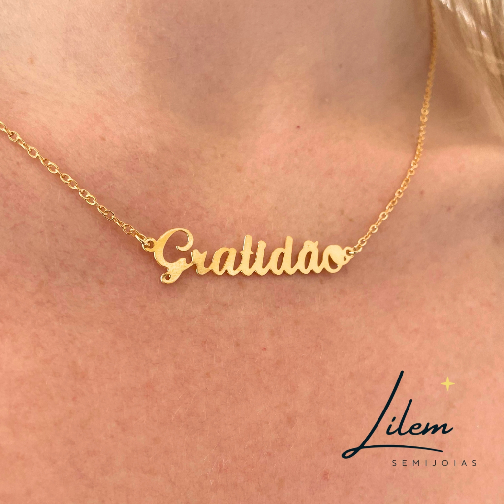 Colar Gratidão Banhado a Ouro 18k - Lilem Semijoias - em Oferta na Shopee