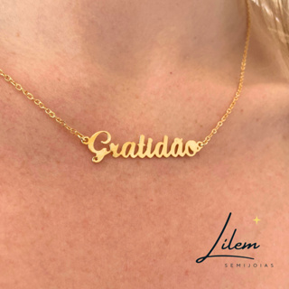 Colar Gratidão Banhado a Ouro 18k - Lilem Semijoias - em Oferta na Shopee