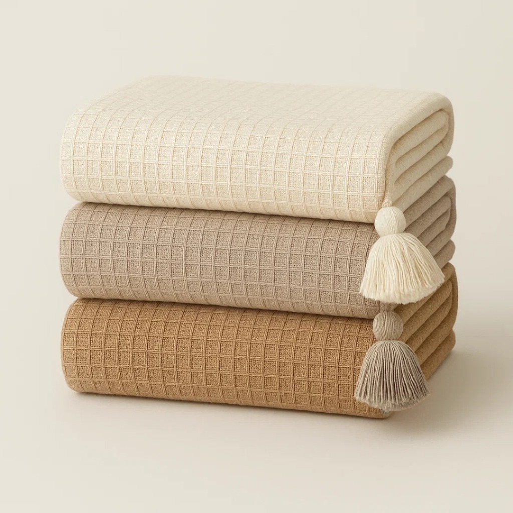 Manta Rústica de Algodão com Pompom – Peseira Decorativa para Sofá 1,40m x 1,40m em Oferta na Shopee