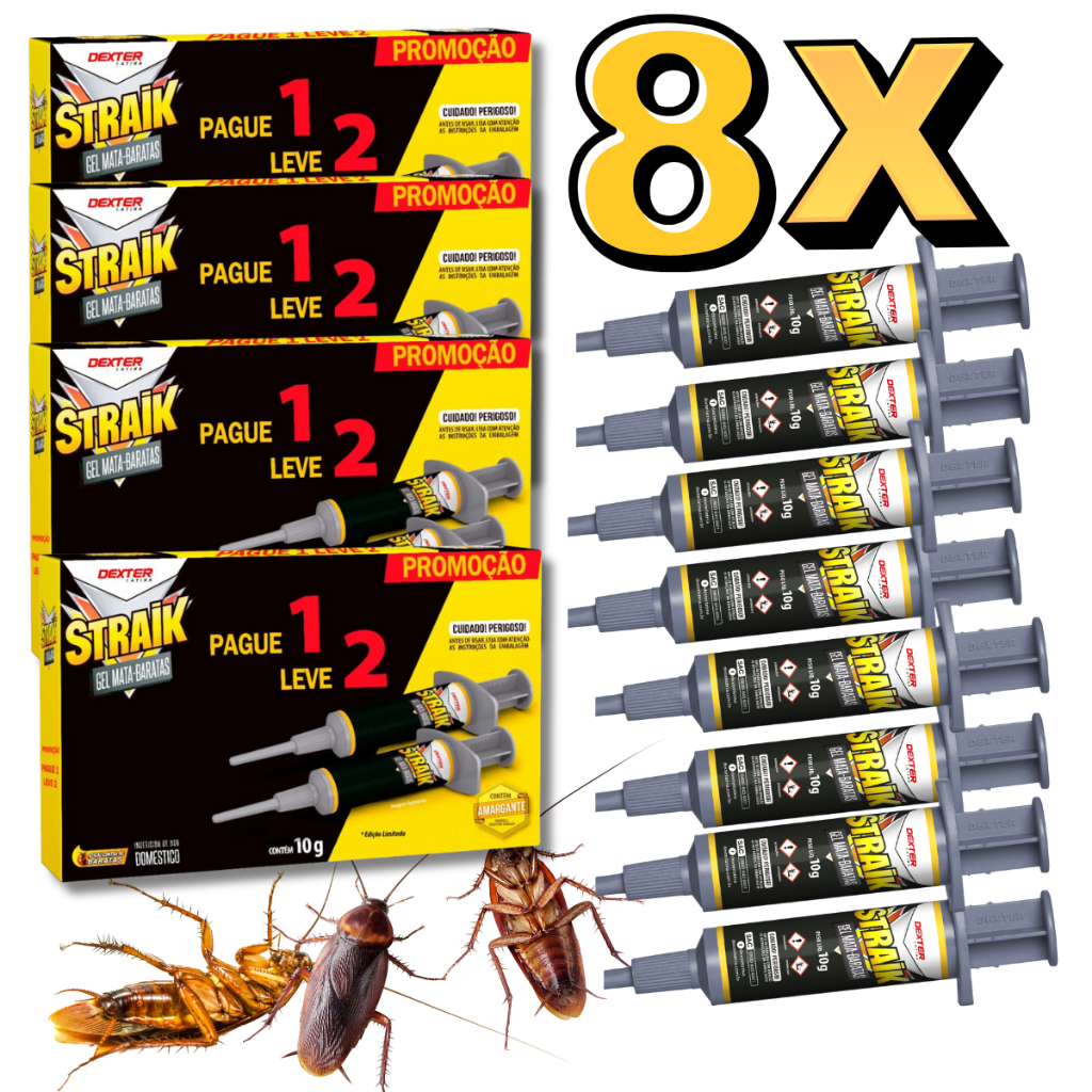 Kit 8 Straik Gel Mata Baratas O Melhor Aprovado Anvisa Eficiente Até Contra As Baratas Francesinhas