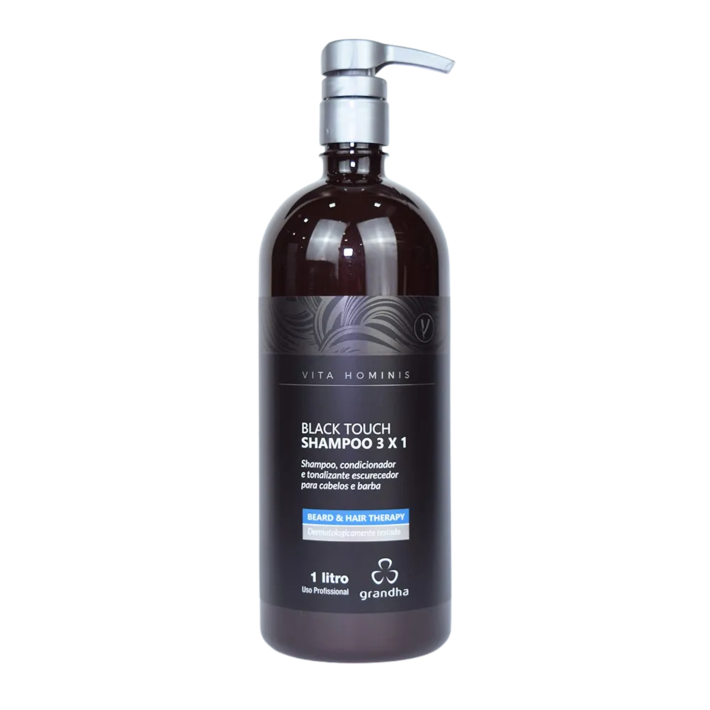 Shampoo Escurecedor Tonalizante Cabelos e Barba Grandha Black Touch Condicionante 3X1 1Litro