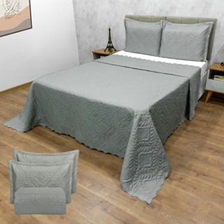 Kit Colcha Cobre Leito Dupla Face Ultrassônica 3 Peças Camili | Super King, Queen e Casal em Oferta na Shopee