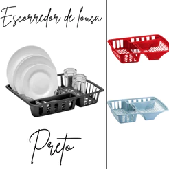 Escorredor Louças Plástico Secador Pratos Talheres Copos Colors Cozinha Organizador Espaçoso Home