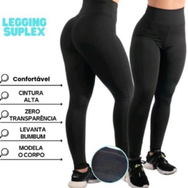 Calça Legging BLACKOUT Preta Skinny ZERO TRANSPARENCIA Legging Fitness Academia Modeladora
