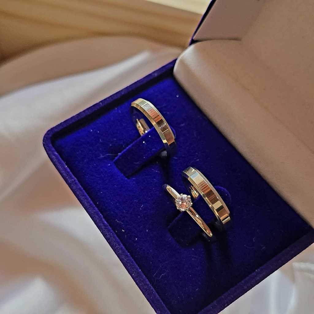 Par Alianças namoro compromisso banhado prata 925 4mm Chanfrada + Gravação COD-59