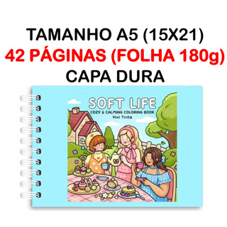 Livro de Colorir Soft Life - 42 Folhas Papel 180g wire-o capa normal ou holográfica em Oferta na Shopee