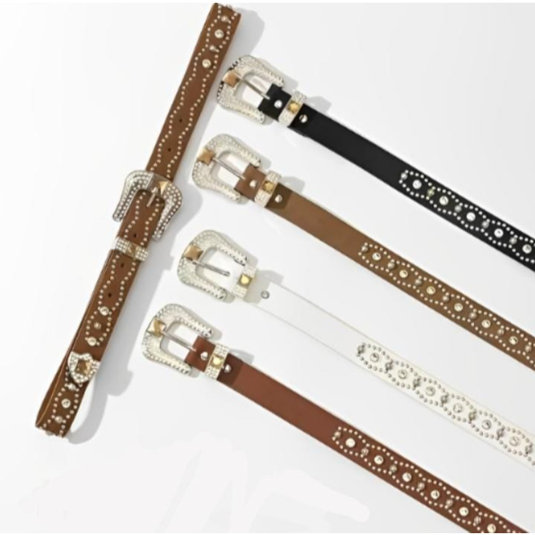 Cinto Cravejado Detalhe Diamante Feminino Moda Strass Pedras Brilhantes