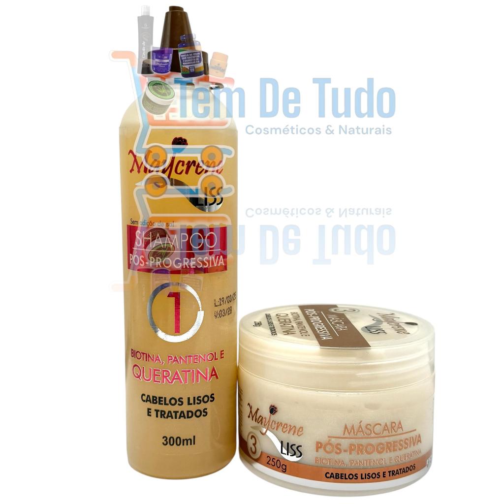 Shampoo e Máscara Maycrene Pós Progressiva com Queratina, Pantenol e Biotina