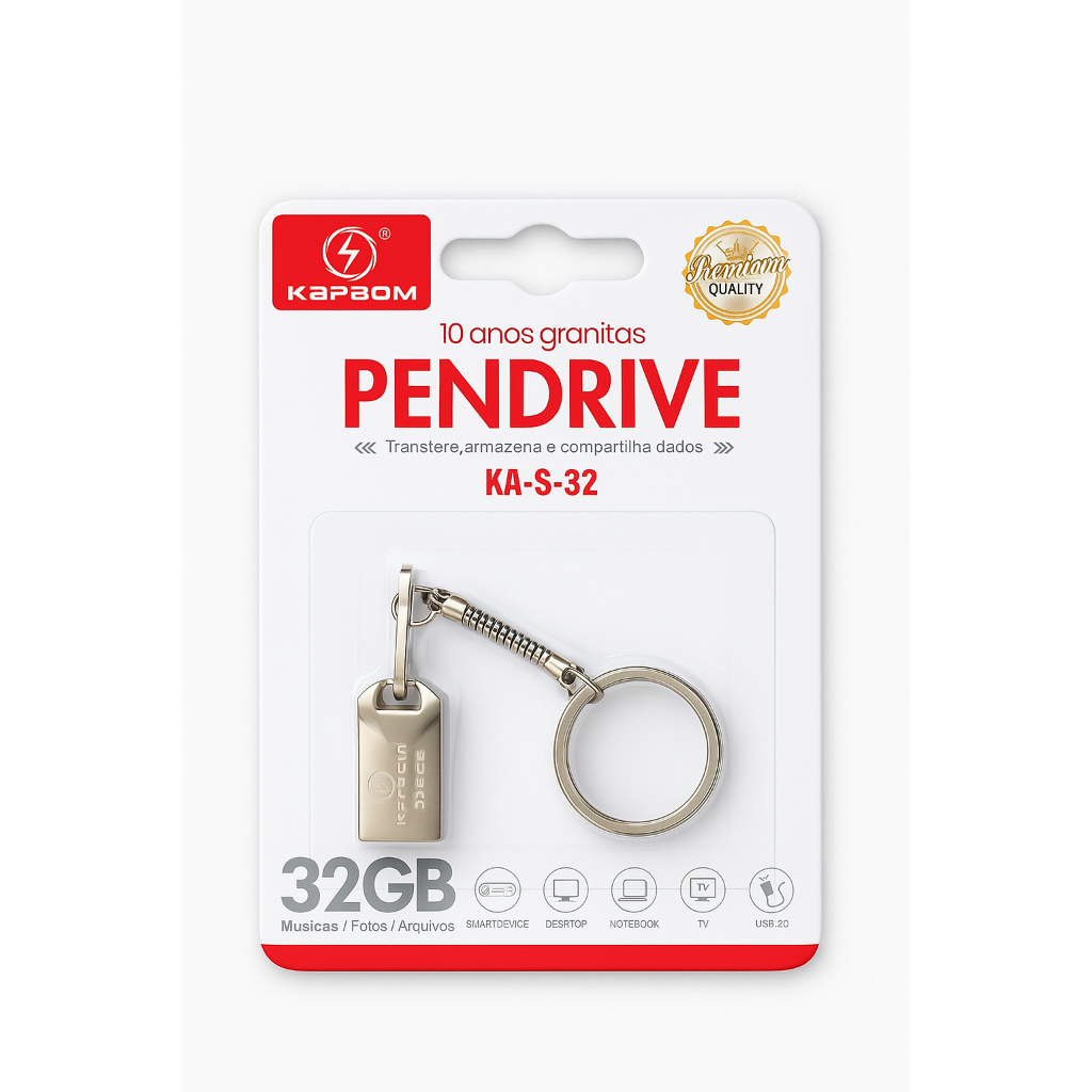 Pen Drive 32GB Kapbom KA-S-32 USB 2.0 Original com Garantia