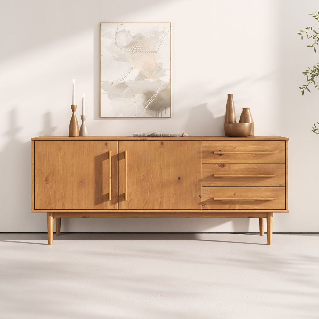 Buffet Madeira 170cm Atemporal 3 Gavetas Espaço Amplo Freijó TECCA em Oferta na Shopee