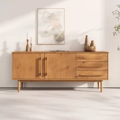 Buffet Madeira 170cm Atemporal 3 Gavetas Espaço Amplo Freijó TECCA