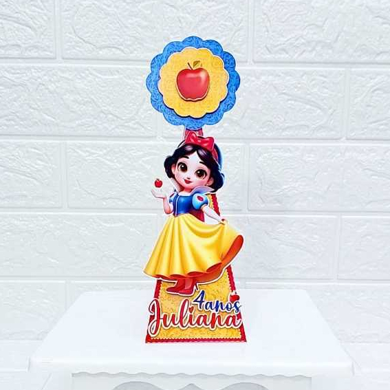 Caixas Pirâmide 3D Branca de Neve Personalizadas -  Lembrancinha Festa Infantil Princesa – Caixinha Surpresa Temática