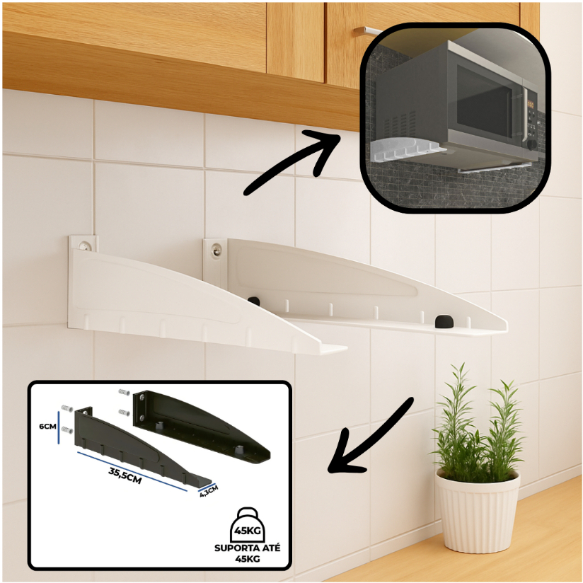Suporte microondas parede e Forno eletrico universal resistente até 45kg