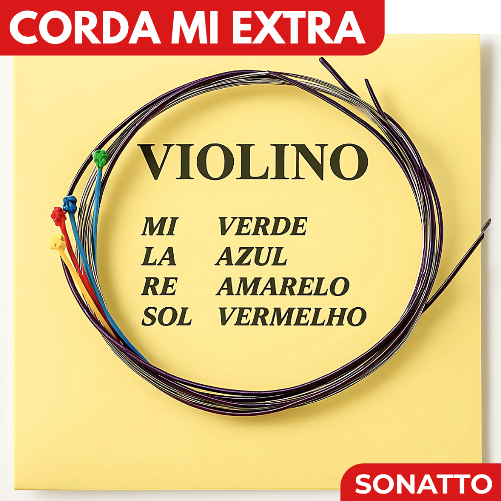 Cordas Mauro Calixto Violino 4/4  - Encordoamento Completo -  Corda Mi Extra - Jogo 5 Cordas
