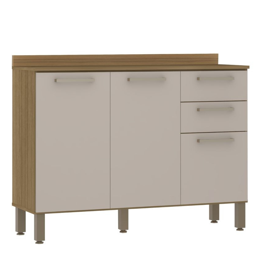 Balcão Luciane 3 Portas e 2 Gavetas - Largura 1,20m (Sem Tampo) em Oferta na Shopee