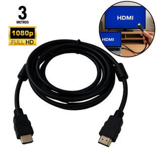 Cabo HDMI Com 3 Metros 1.4 Full HD Para Notebook Laptop Computador Televisão Projetor Vídeo Game Transmitir Imagem Som em Oferta na Shopee