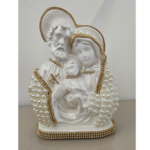 Imagem Sagrada Família Pérola Branca 20cm em Oferta na Shopee