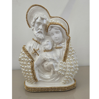 Imagem Sagrada Família Pérola Branca 20cm em Oferta na Shopee