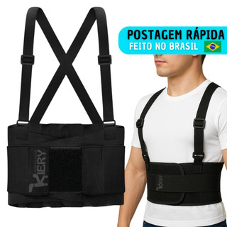 Cinta Colete Lombar Reforçada Elástica Ajustável EPI Corretor Postural Carregar Peso