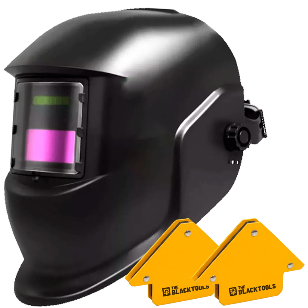 Mascara De Solda Escurecimento Automatico + Esquadro Magnetico 12kg Com Ima The Black Tools em Oferta na Shopee