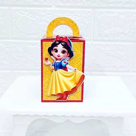 Caixas Cubo com Alça 3D Branca de Neve Personalizada - Lembrancinha Festa Infantil Princesa – Caixinha Surpresa