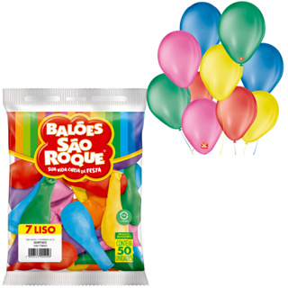 Balão Aniversário São Roque 7 liso 50 Unidades Festa Todas as Cores em Oferta na Shopee