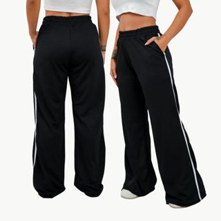 Calça Feminina  Pantalona moletom com listra de inverno em Oferta na Shopee