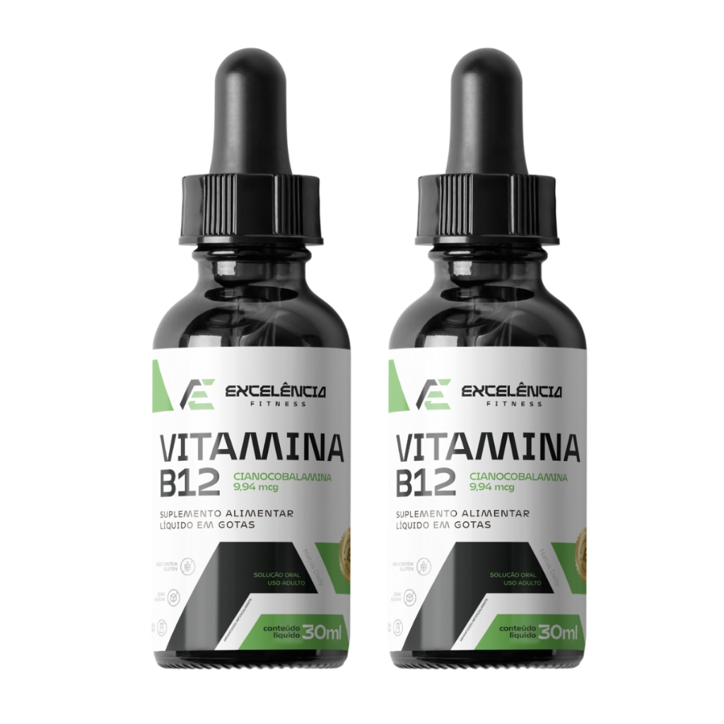 Kit 2x Suplemento Vitamina B12 9,94mcg | Mais Energia e Concentração – 30ml Líquido