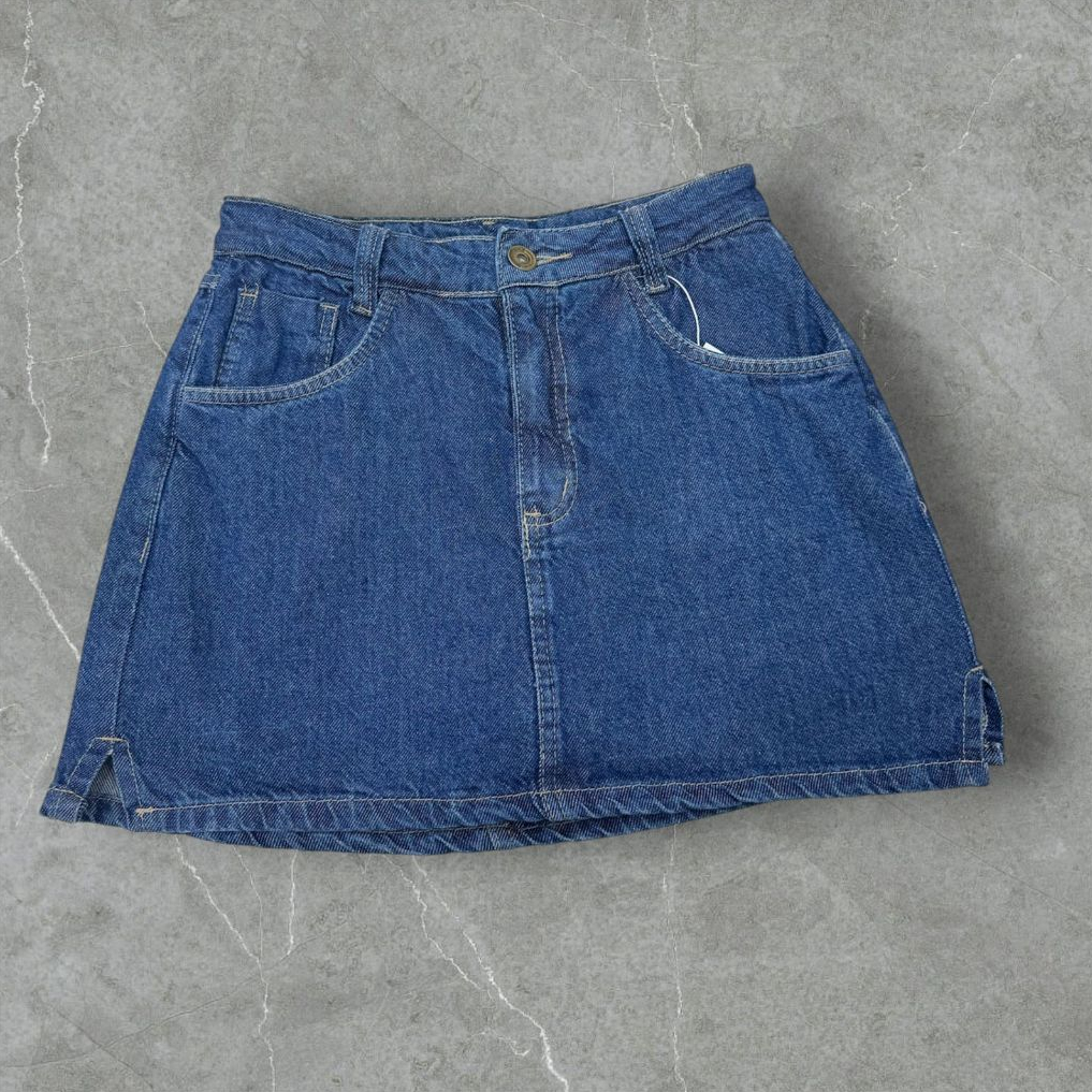Saia Shorts Jeans Feminino Cintura Alta Com Fenda Recorte Alta Qualidade