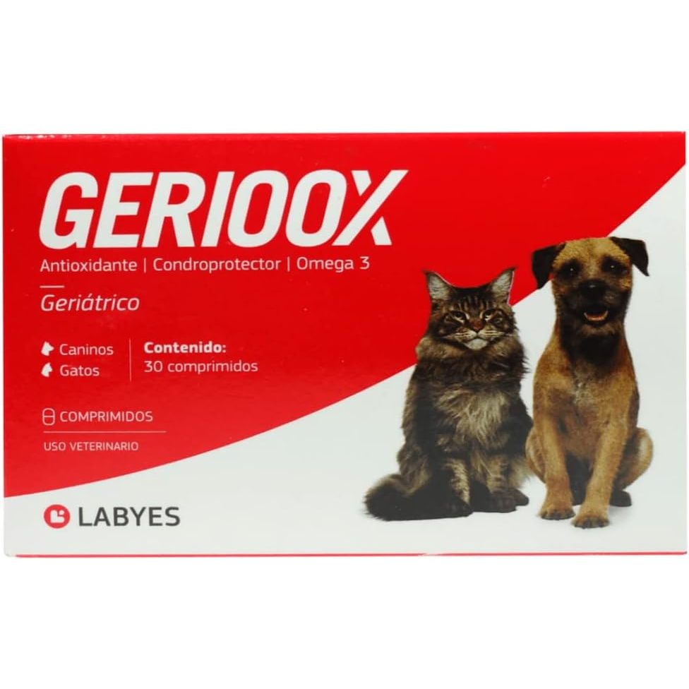 Gerioox Antioxidante Condroprotector Omega 3 para Cães e Gatos - Caixa com 30 Comprimidos