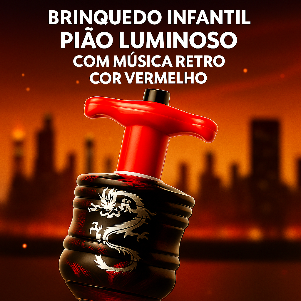 Brinquedo Infantil Pião Luminoso Com Música Retro Cor Vermelho