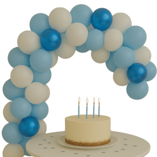 Arco de bexigas Azul 25 un. metalizadas + branco 6,5' 50 un + Azul claro 6,5' 50 un. + fita arco 5m em Oferta na Shopee