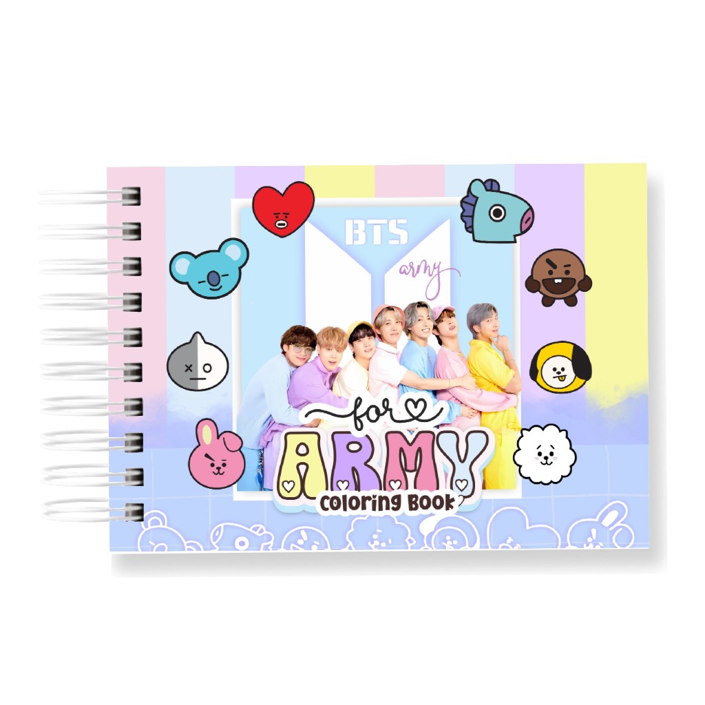 Livro de Colorir BTS 50 Folhas 180G Caderno de Desenho Pintura Coloring Book SEM PERSONALIZAÇÃO