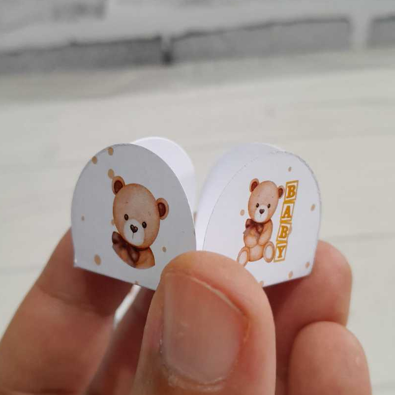 Forminhas Personalizadas Chá revelação Ursinho Neutro para Doce Brigadeiro 4Pétala Festa Aniversário