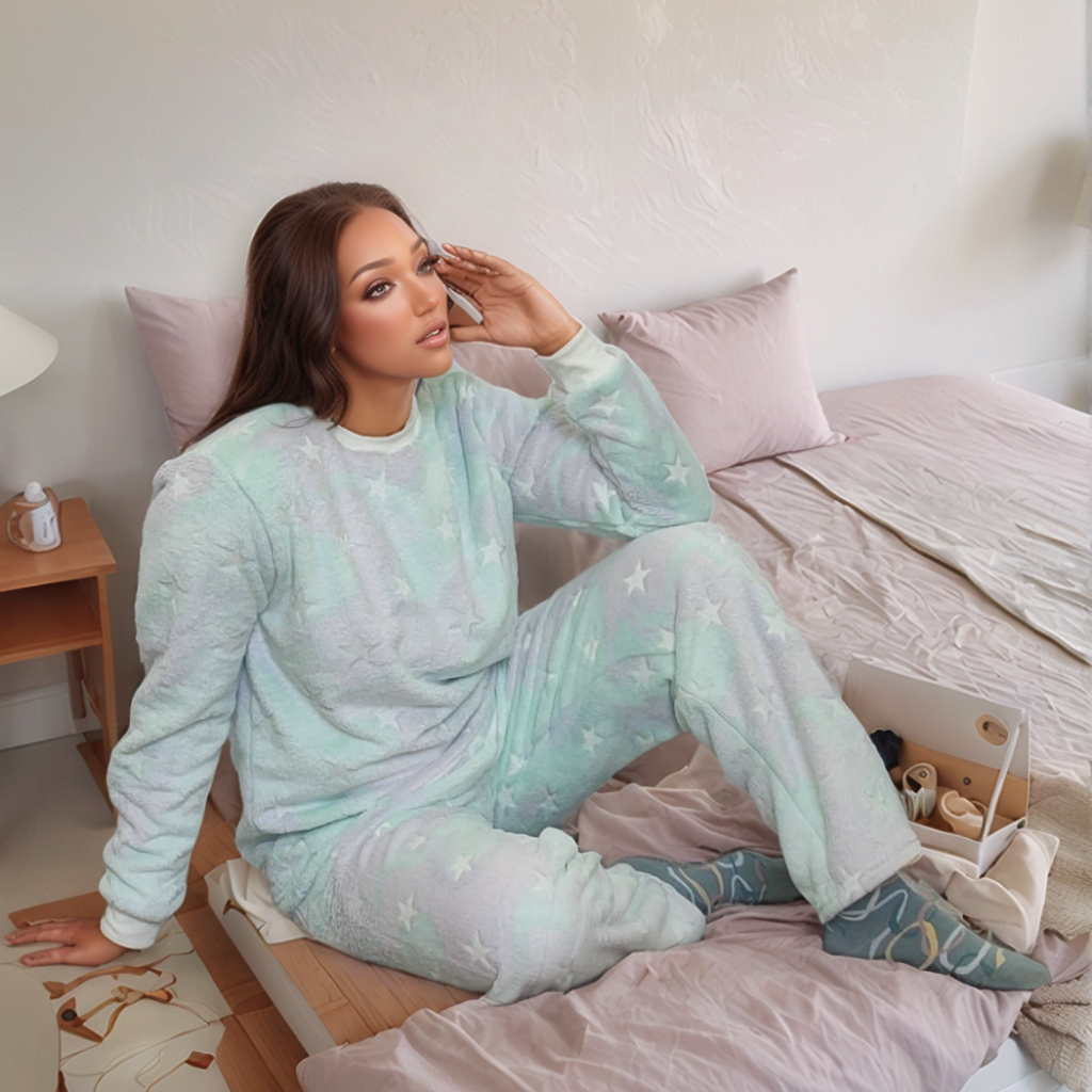 Pijama Feminino Fleece Longo Peludinho Ted Quentinho Inverno