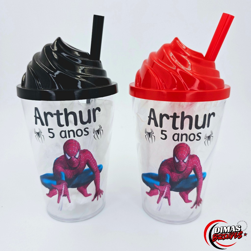 Copos Personalizados 300ML Twister Com Tampa Chantilly - Homem Aranha (Todos os Temas)