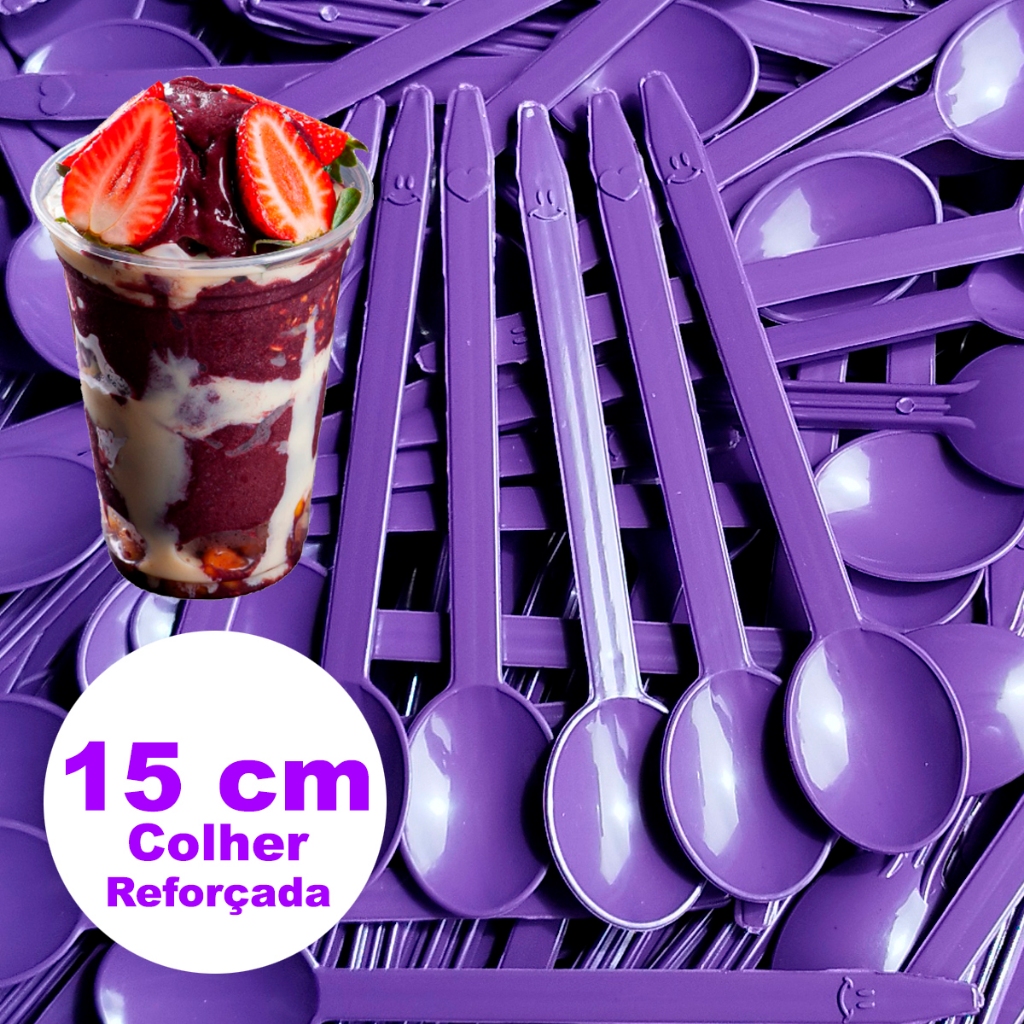 Kit 1000 ou 500 Colheres Descartável 15 cm Reforçado Para Açaí Sorevete Gelato em Oferta na Shopee