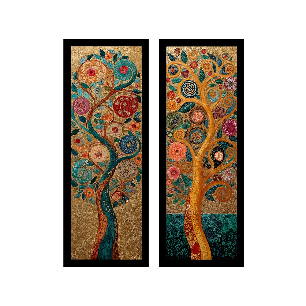 Kit 2 quadros 18x45 quarto, sala, escritório, árvore dourada em Oferta na Shopee