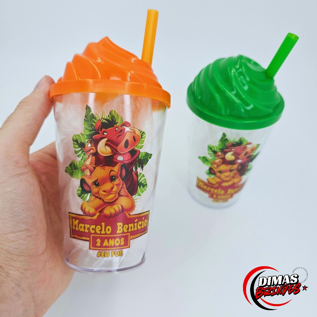 Copos Personalizados 300ML Twister Com Tampa Chantilly - Rei Leão (Qualquer Tema) em Oferta na Shopee
