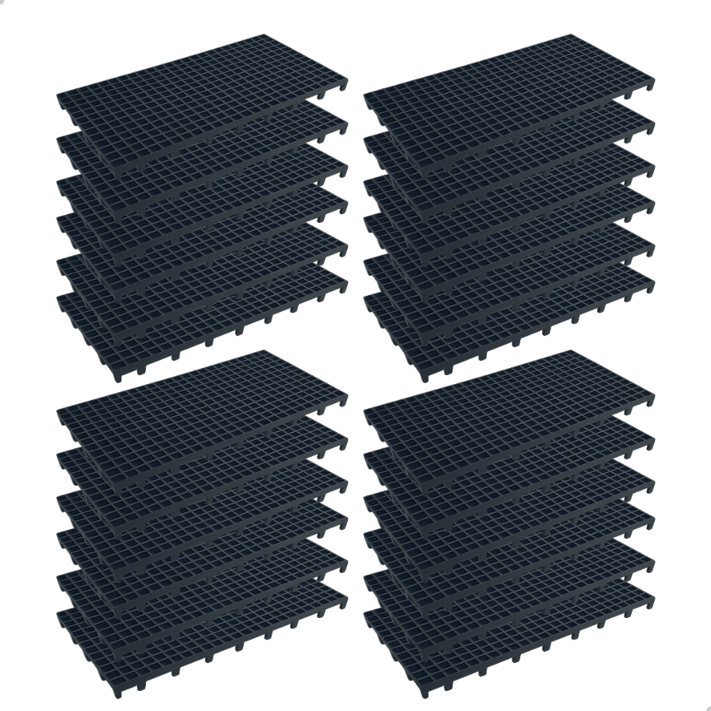 Kit 20 Peças Pallet Palete Estrado Plástico Preto 25x50x2,5cm Piso Plástico Empilhavel em Oferta na Shopee