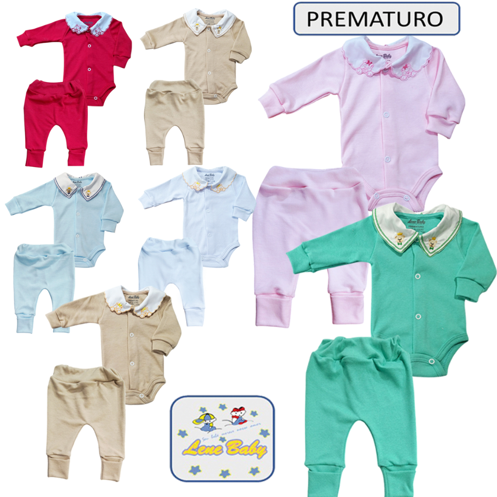 Body Prematuro com Gola Bordada e Culote pé Reversivel LENE BABY tambem para boneca Reborn