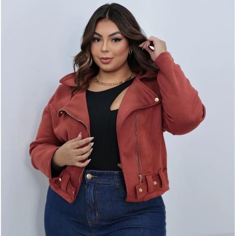 Jaqueta Blusa de Frio Suede Feminina Plus Size Moda Outono Inverno em Oferta na Shopee