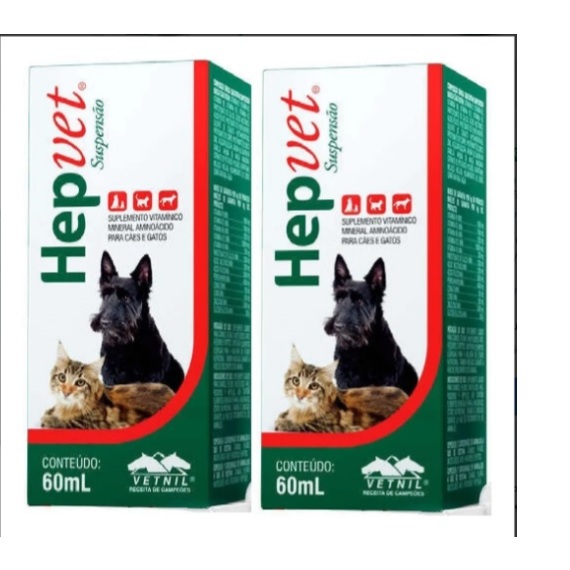 2 Hepvet Suspensão 60ml para Cães e Gatos Suplemento