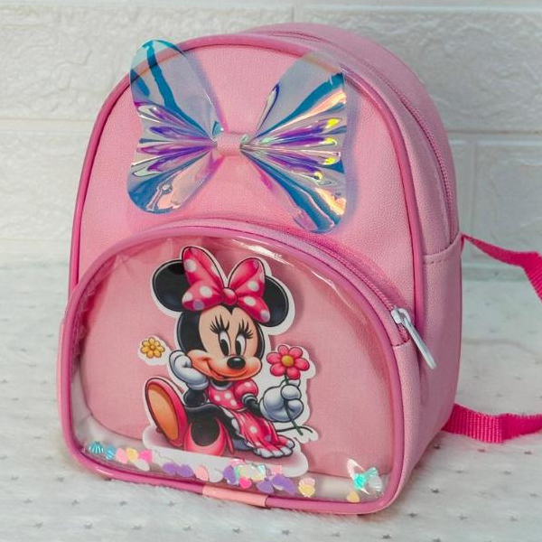 mochila infantil da minnie ,bolsa com brilho com bolso na frente da minnie e laço ENVIO RAPIDO ..
