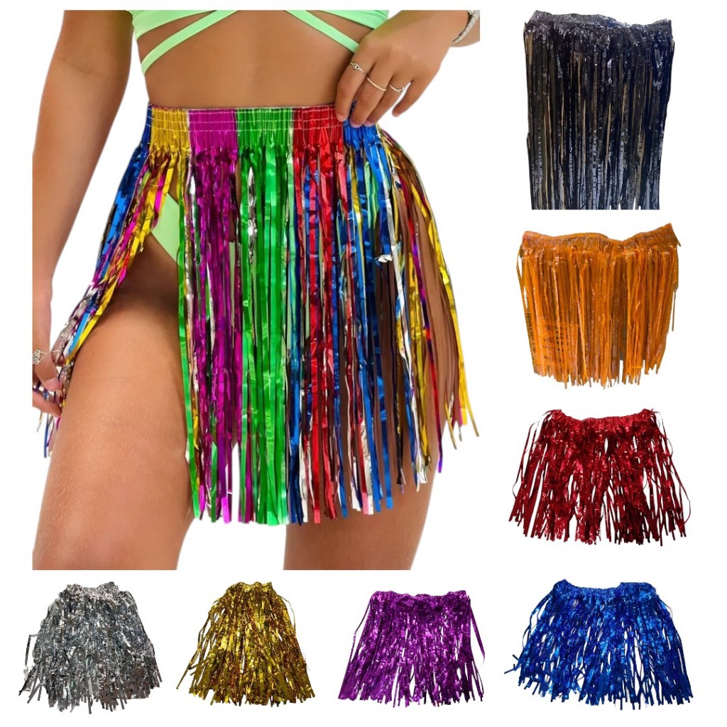 Saia De Fitilho Metalizado Carnaval 40 cm e 60 cm Carnaval Halloween Fantasia Cosplay Festa