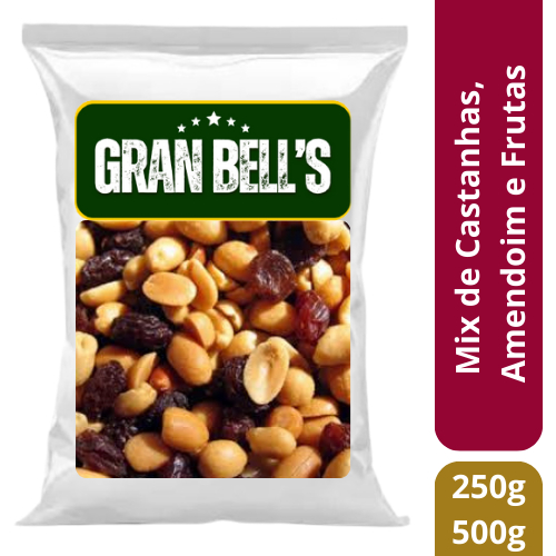 Mix de Castanhas, Amendoim e Uvas Passas Levemente Salgado- GRAN BELL'S